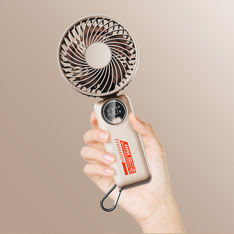 Ventilator de mana portabil premium Type-C Techsuit Z8, alb, bej