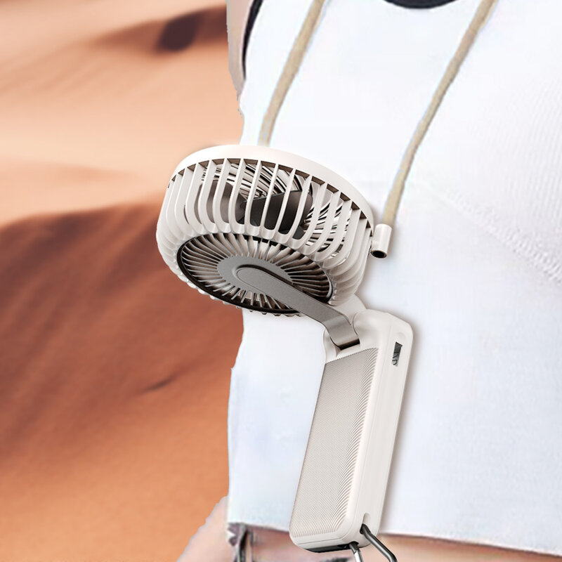 Ventilator de mana portabil premium Type-C Techsuit Z8, alb, bej