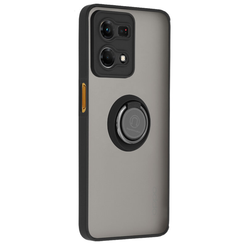 Husa Oppo Reno7 4G Techsuit Glinth cu inel suport stand magnetic, negru