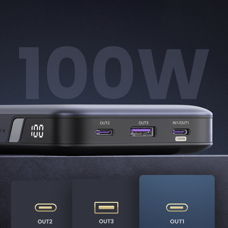 Baterie externa telefon 20000mAh Ugreen, 100W, negru, 25188