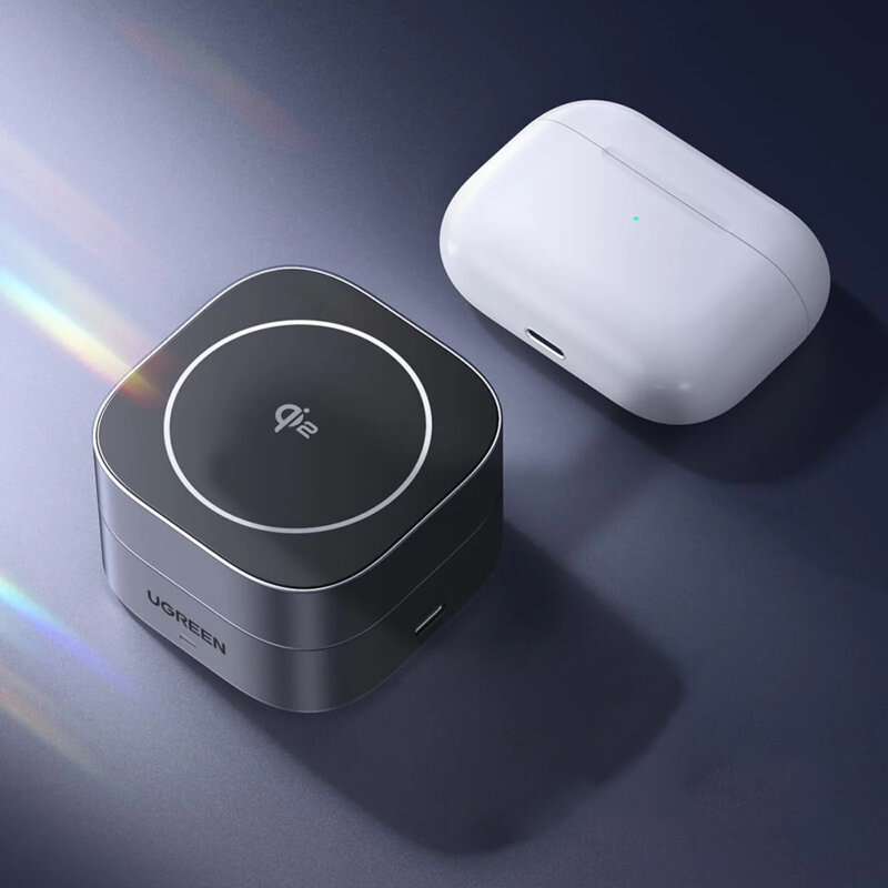 Incarcator wireless MagSafe 2in1 cu cablu Ugreen, 15W, negru, 35316