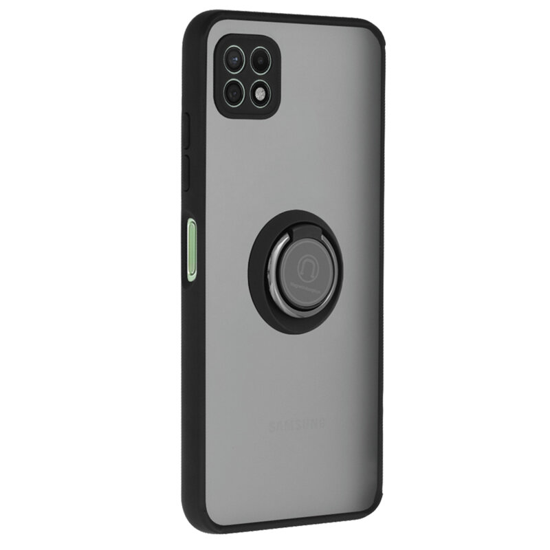 Husa Samsung Galaxy A22 5G Techsuit Glinth cu inel suport stand magnetic, negru
