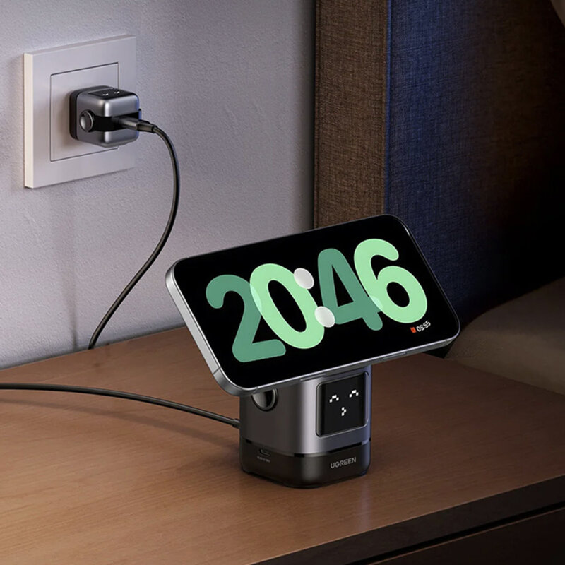 Incarcator wireless magnetic 2in1 cu emoji Ugreen, 25W, negru, 45775