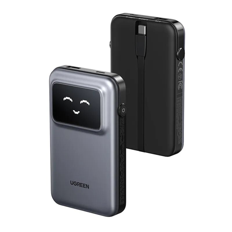 Baterie externa USB cu cablu Type-C 30W, Ugreen, gri, 35603B