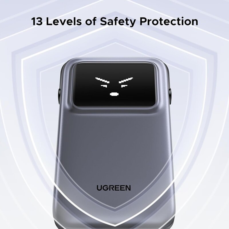 Baterie externa USB cu cablu Type-C 30W, Ugreen, gri, 35603B