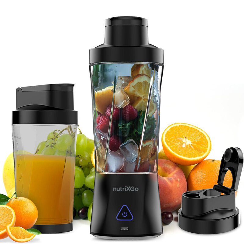 Blender portabil pentru smoothie 700ml Techsuit nutriXGo BP1, negru