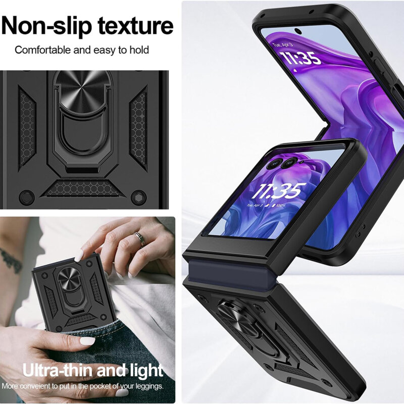 Husa Motorola Razr 60 Ultra protectie camera Techsuit CamShield Series, negru