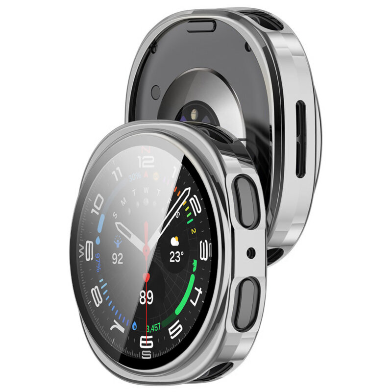 [Pachet 360°] Husa + folie Samsung Galaxy Watch8 44mm Techsuit Defense, gri