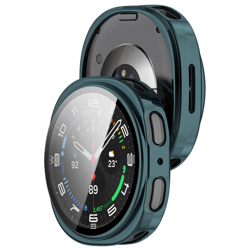 [Pachet 360°] Husa + folie Samsung Galaxy Watch8 44mm Techsuit Defense, verde inchis