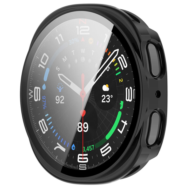 [Pachet 360°] Husa + folie Samsung Galaxy Watch8 44mm Techsuit Defense, negru