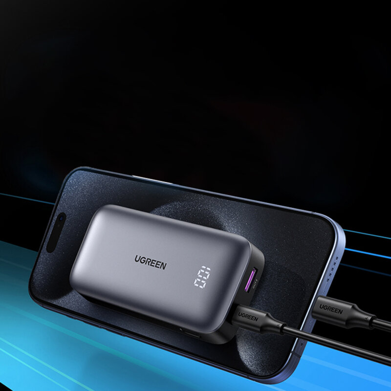 Baterie externa telefon 10000mAh Ugreen, 30W, gri, 25185