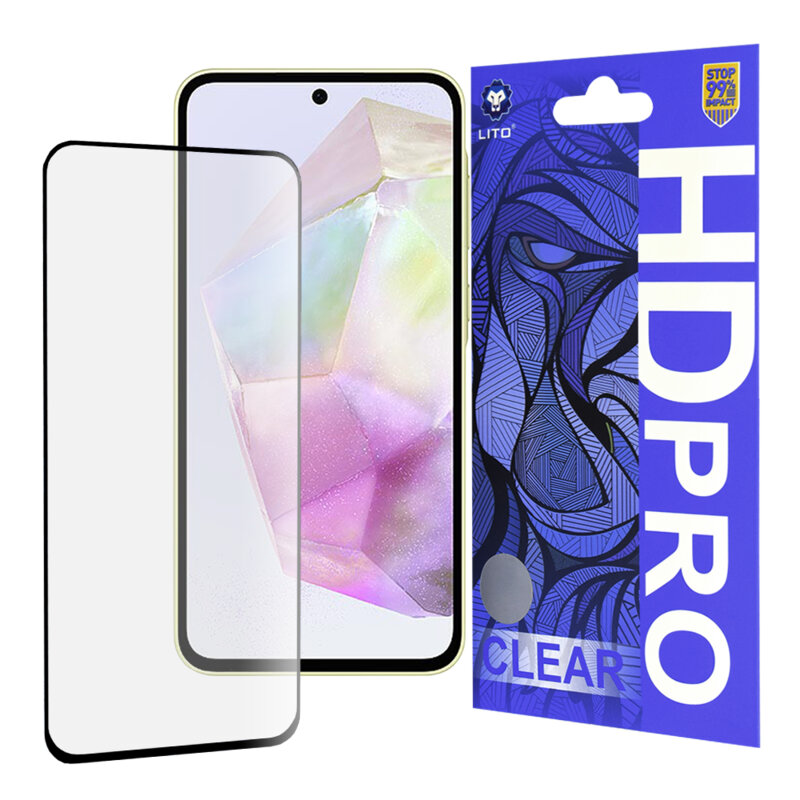 Folie sticla Samsung Galaxy A35 5G Lito HD Pro Clear, negru