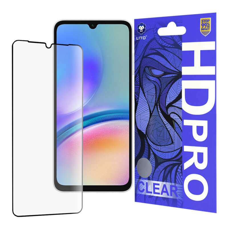 Folie sticla Samsung Galaxy A05s Lito HD Pro Clear, negru
