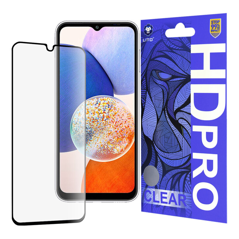 Folie sticla Samsung Galaxy A14 5G Lito HD Pro Clear, negru