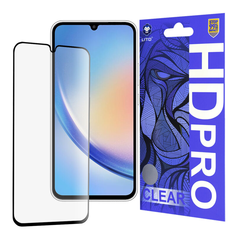 Folie sticla Samsung Galaxy A34 5G Lito HD Pro Clear, negru