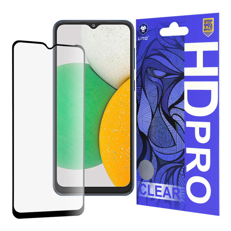 Folie sticla Samsung Galaxy A03 Core Lito HD Pro Clear, negru