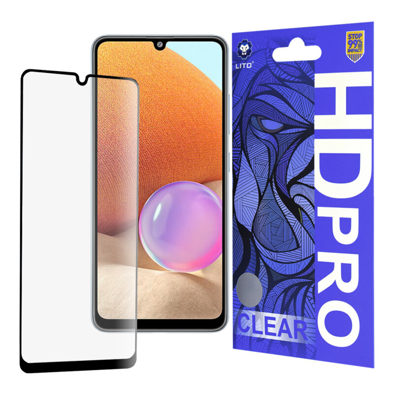 Folie sticla Samsung Galaxy A32 4G Lito HD Pro Clear, negru