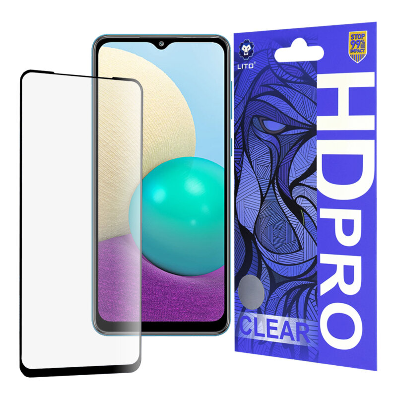 Folie sticla Samsung Galaxy A02 Lito HD Pro Clear, negru