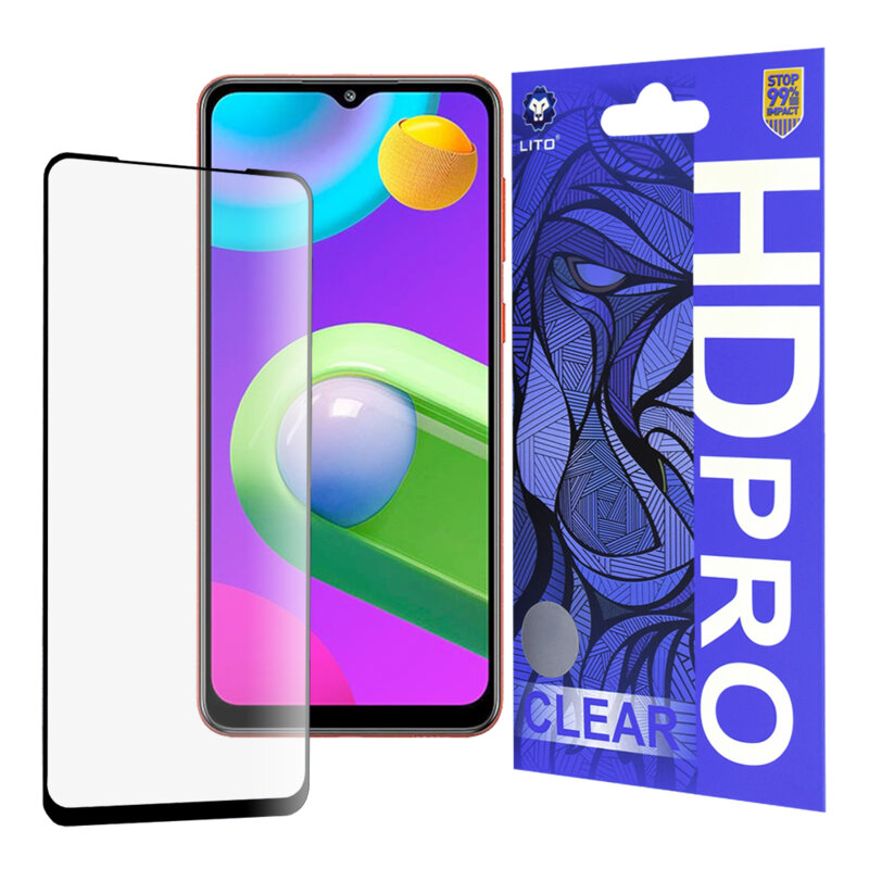 Folie sticla Samsung Galaxy M02 Lito HD Pro Clear, negru