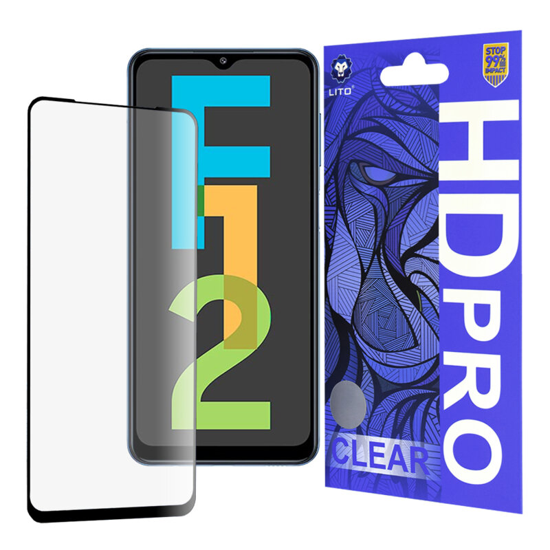Folie sticla Samsung Galaxy F12 Lito HD Pro Clear, negru