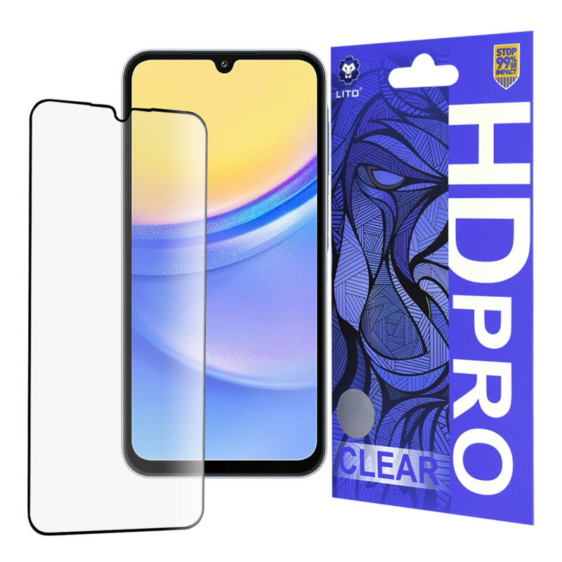 Folie sticla Samsung Galaxy A15 5G Lito HD Pro Clear, negru