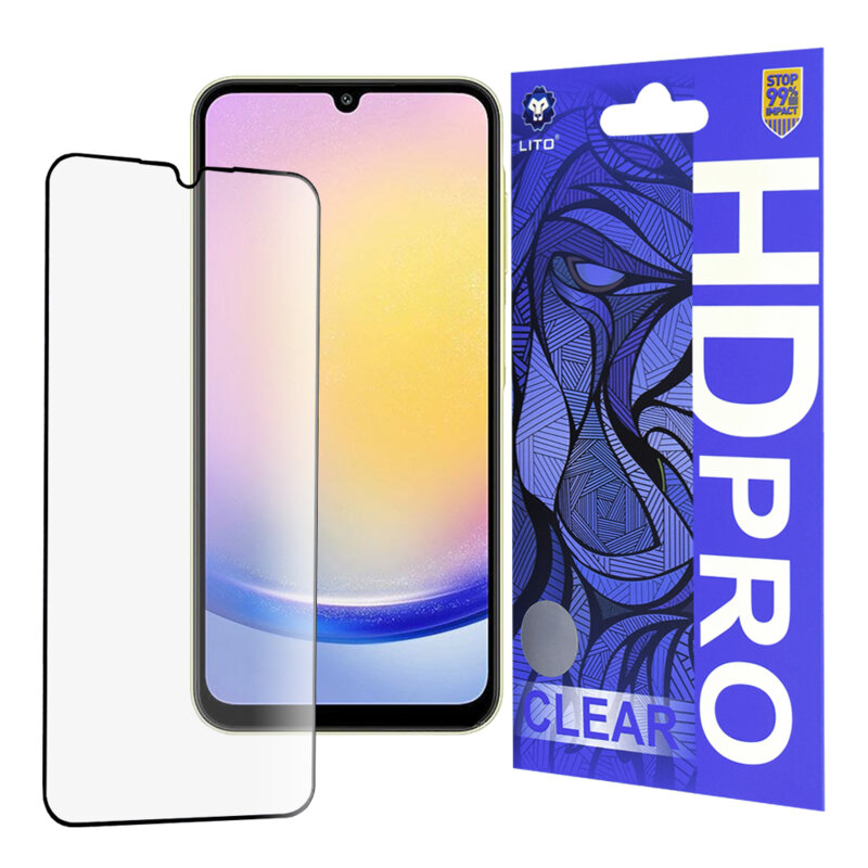 Folie sticla Samsung Galaxy A25 5G Lito HD Pro Clear, negru