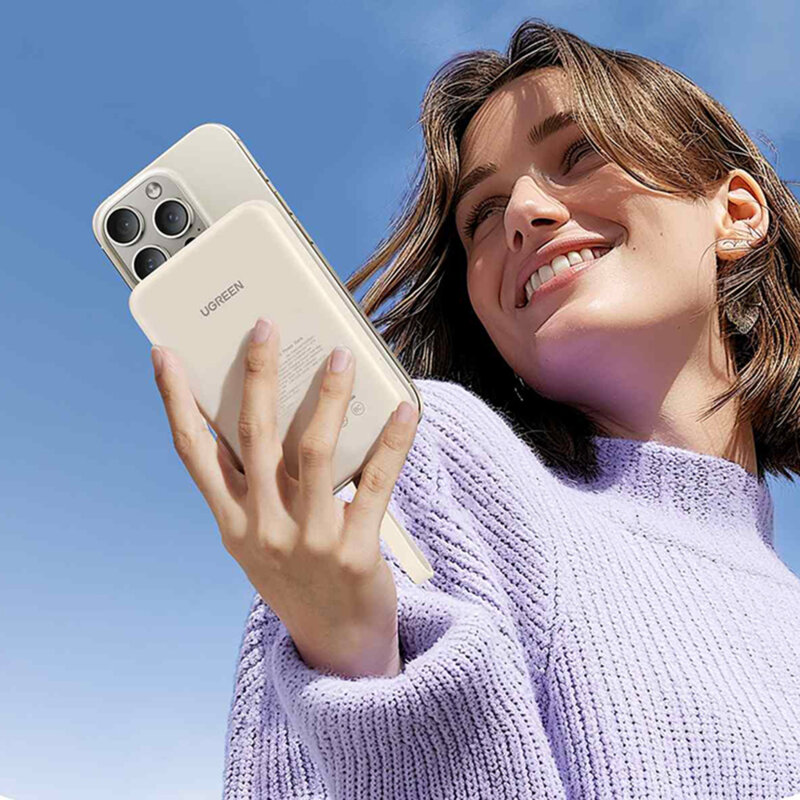 Power bank wireless MagSafe 10000mAh Ugreen, 20W, bej, 35341