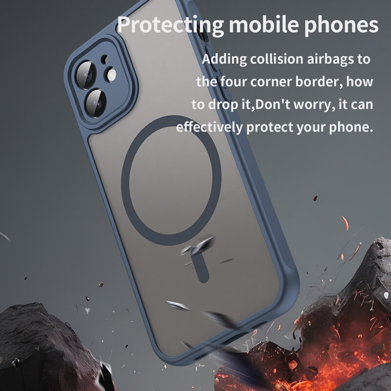 Husa iPhone 12 Techsuit HaloFrost II MagSafe, bleumarin