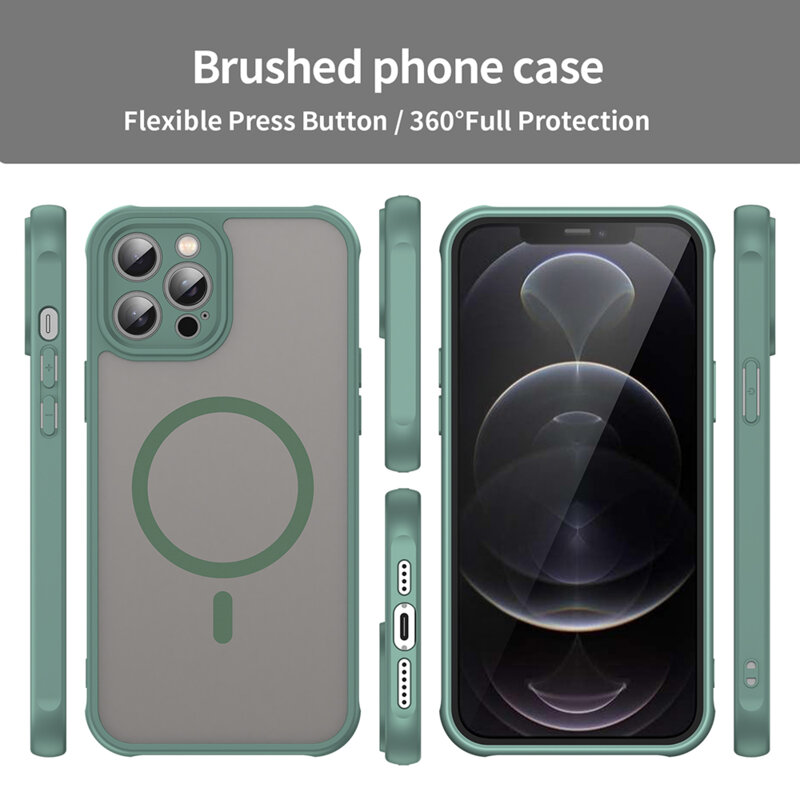 Husa iPhone 12 Pro Techsuit HaloFrost II MagSafe, verde