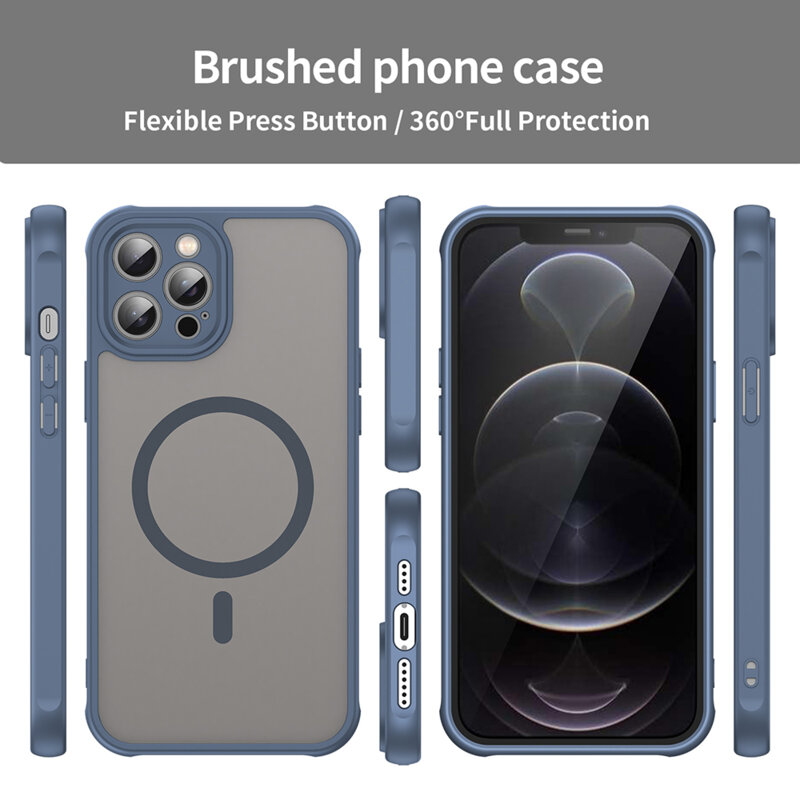 Husa iPhone 12 Pro Techsuit HaloFrost II MagSafe, bleumarin