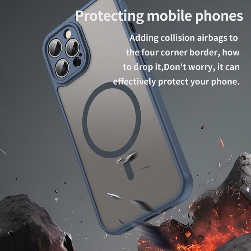 Husa iPhone 12 Pro Techsuit HaloFrost II MagSafe, bleumarin