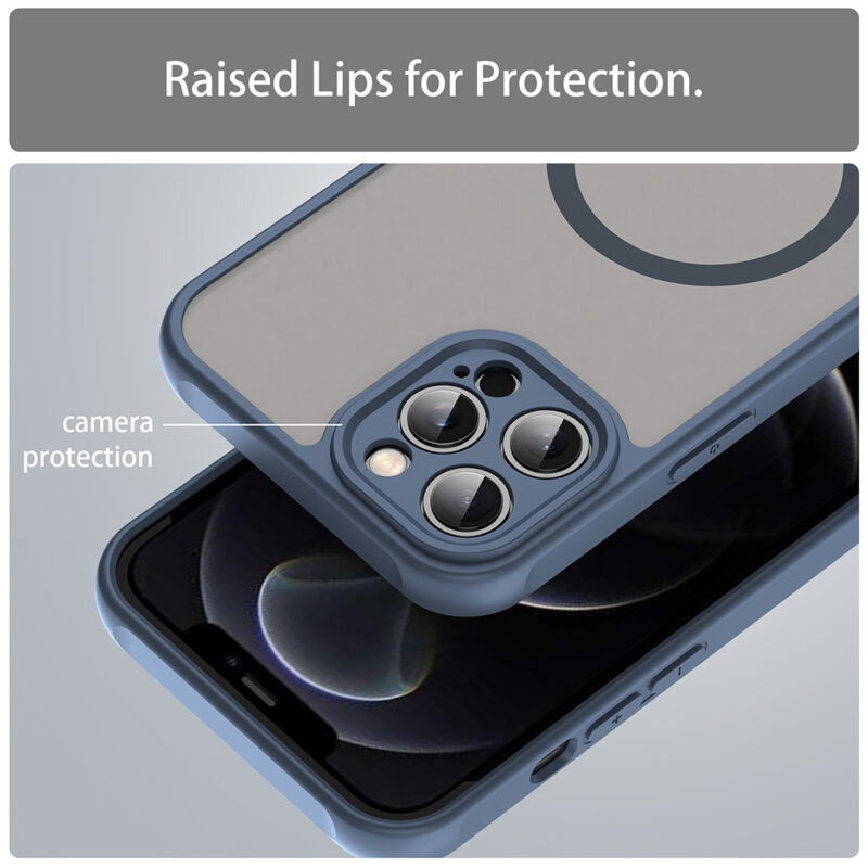 Husa iPhone 12 Pro Techsuit HaloFrost II MagSafe, bleumarin