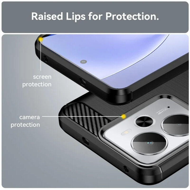 Husa Realme P3 5G Techsuit Carbon Silicone, negru