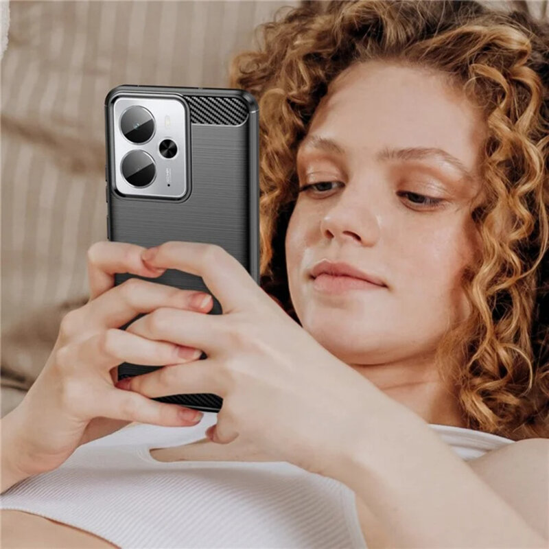 Husa Realme P3 5G Techsuit Carbon Silicone, negru
