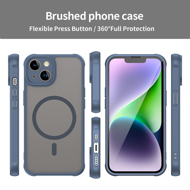 Husa iPhone 13 Techsuit HaloFrost II MagSafe, bleumarin