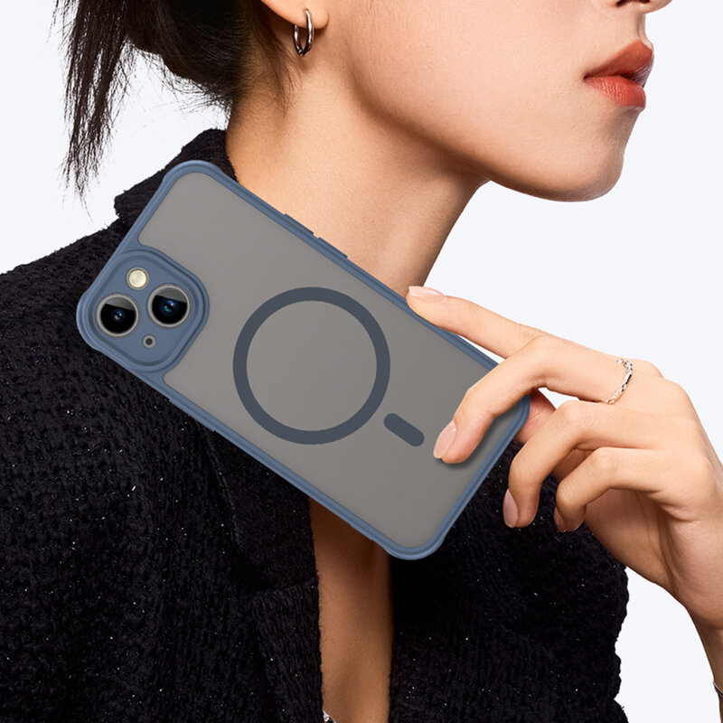 Husa iPhone 13 Techsuit HaloFrost II MagSafe, bleumarin