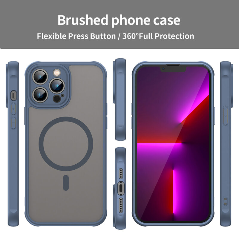 Husa iPhone 13 Pro Techsuit HaloFrost II MagSafe, bleumarin