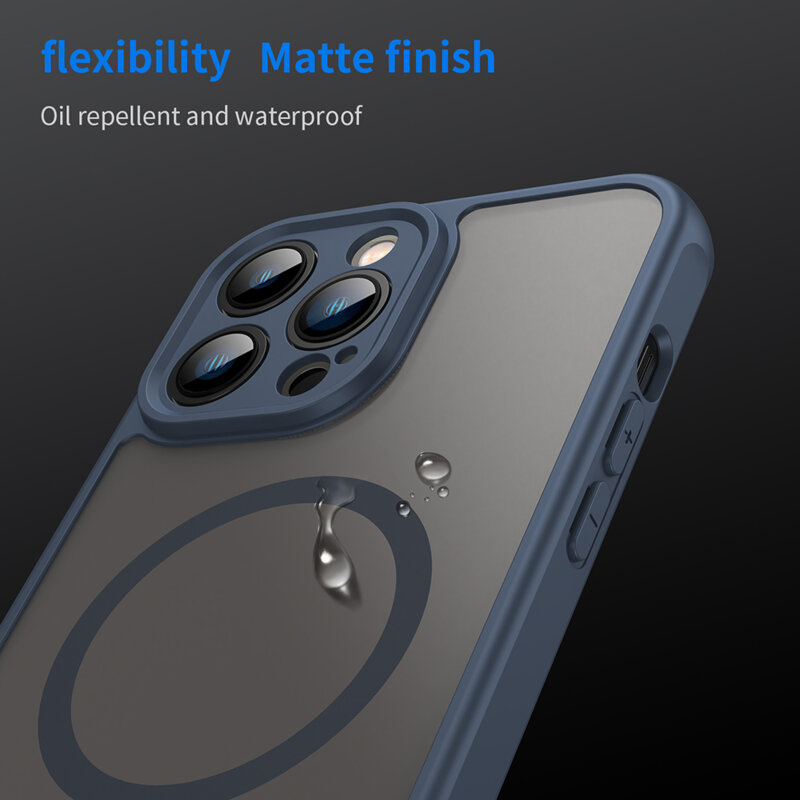 Husa iPhone 13 Pro Techsuit HaloFrost II MagSafe, bleumarin