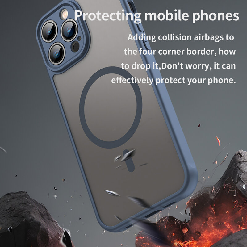 Husa iPhone 13 Pro Techsuit HaloFrost II MagSafe, bleumarin