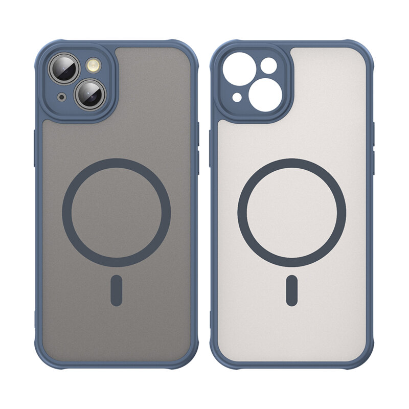 Husa iPhone 14 Techsuit HaloFrost II MagSafe, bleumarin