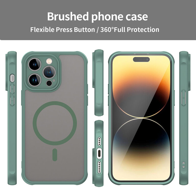 Husa iPhone 14 Pro Techsuit HaloFrost II MagSafe, verde