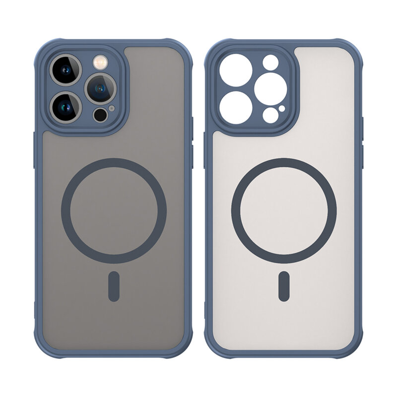 Husa iPhone 14 Pro Techsuit HaloFrost II MagSafe, bleumarin