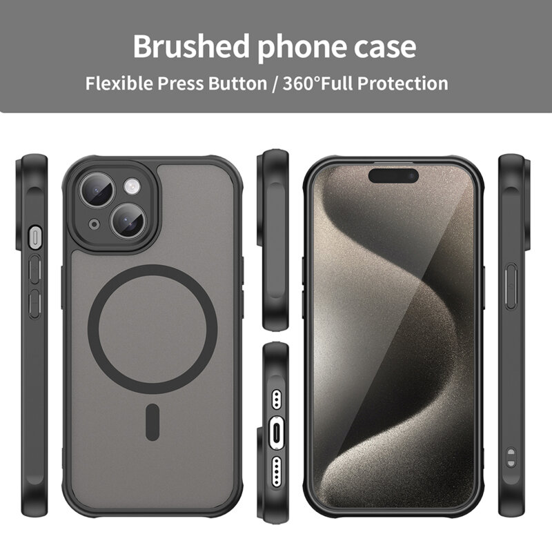 Husa iPhone 15 Techsuit HaloFrost II MagSafe, negru