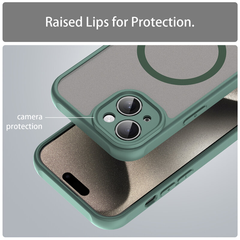 Husa iPhone 15 Techsuit HaloFrost II MagSafe, verde
