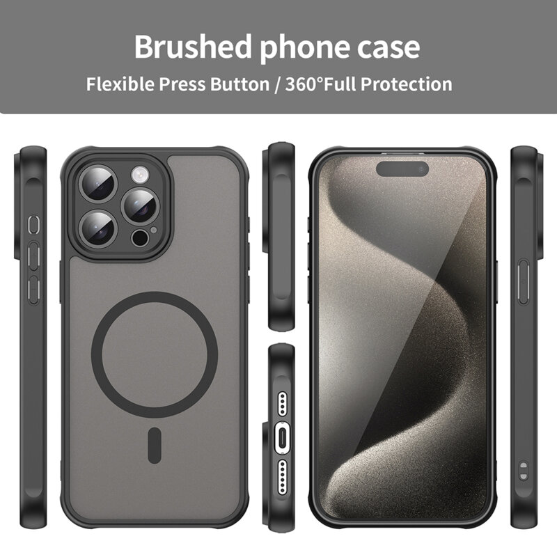Husa iPhone 15 Pro Techsuit HaloFrost II MagSafe, negru
