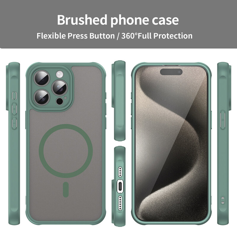 Husa iPhone 15 Pro Techsuit HaloFrost II MagSafe, verde