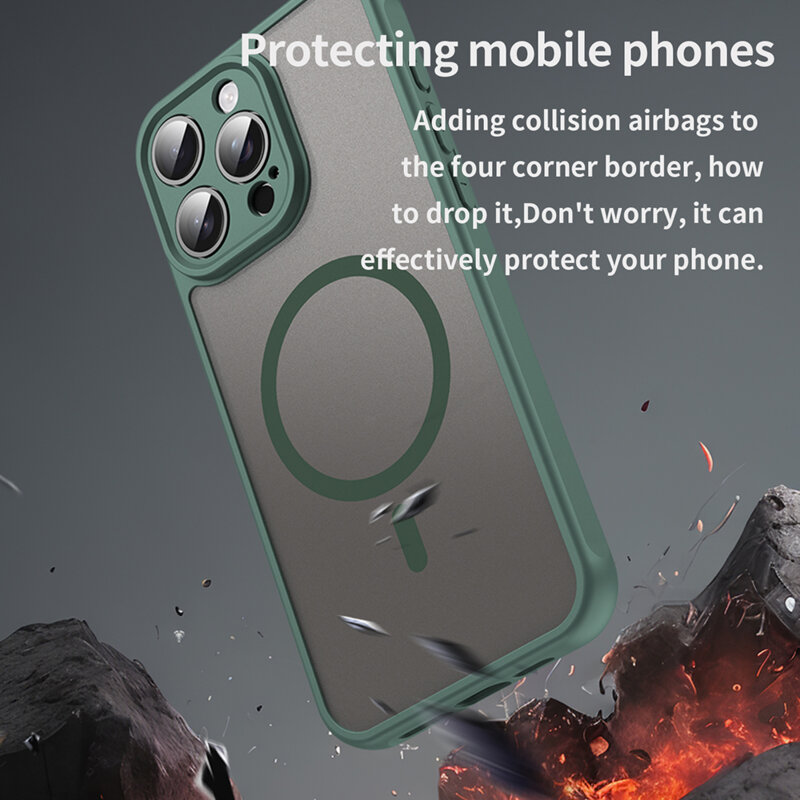 Husa iPhone 15 Pro Techsuit HaloFrost II MagSafe, verde