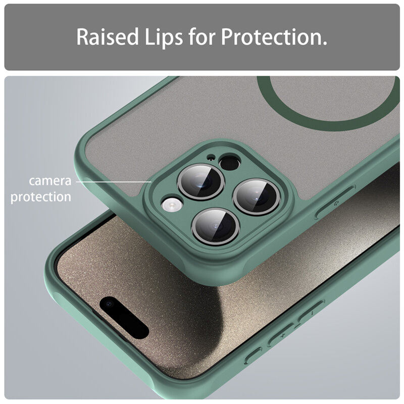 Husa iPhone 15 Pro Techsuit HaloFrost II MagSafe, verde