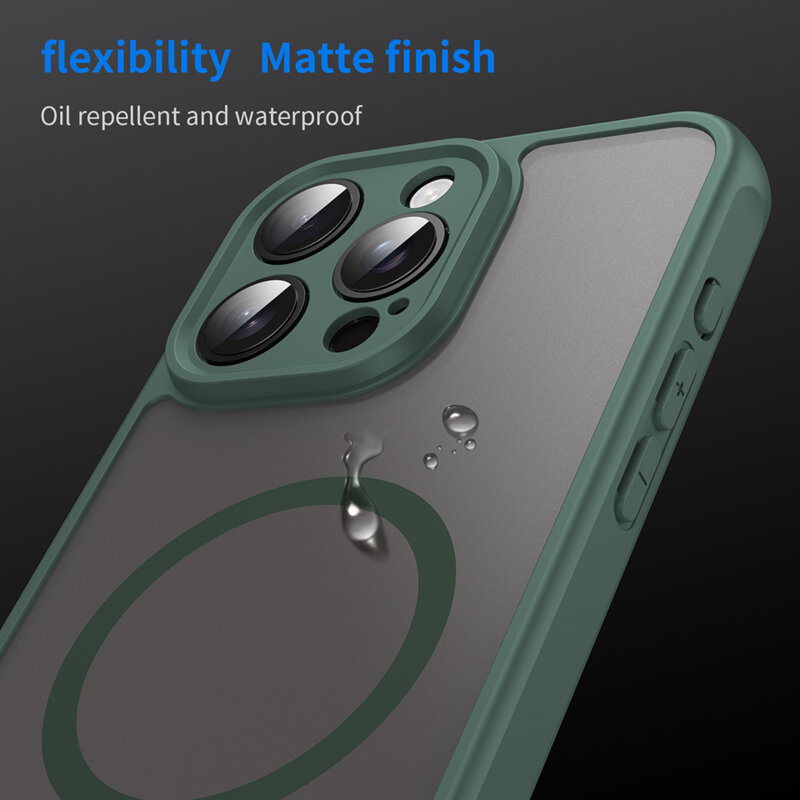 Husa iPhone 15 Pro Techsuit HaloFrost II MagSafe, verde