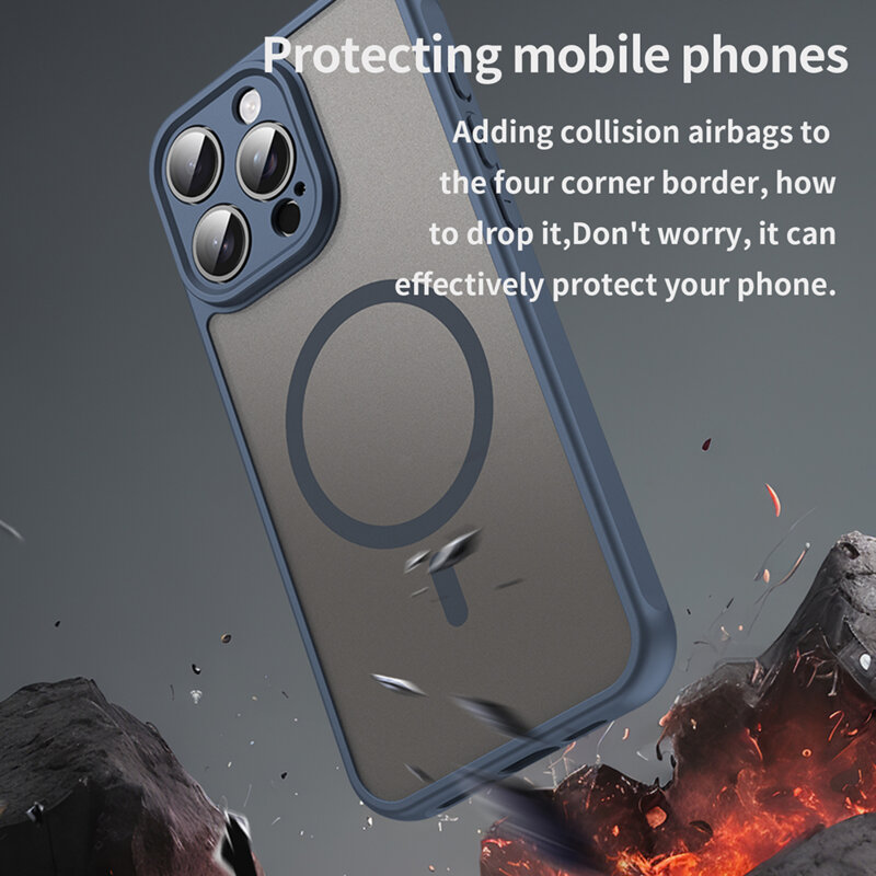 Husa iPhone 15 Pro Techsuit HaloFrost II MagSafe, bleumarin